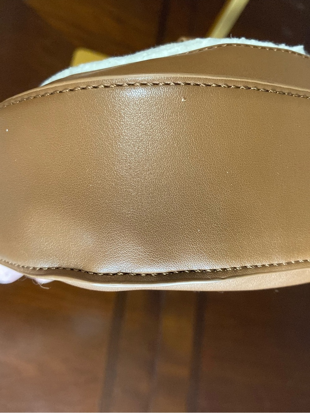 Antik Kraft Vegan Leather & Shearling Crossbody Saddle Bag - Cognac & Cream NWOT - Picture 8 of 15